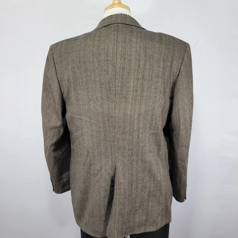 Sterling & Hunt Men's Tweed Sport Coat Blazer‎ Brown Herringbone Size About 44R